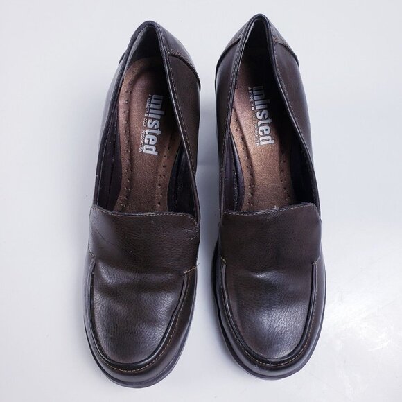 Vintage 90s y2k Bratz Brown Vegan Leather Chunky Heeled Pump Heel Size 7.5 - Picture 6 of 11